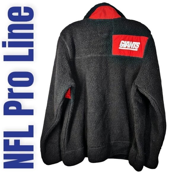 NFL PRO LINE NY GIANTS Heavy Fleece Full Zip Mock Neck Jacket, Size Large - Picture 2 of 11